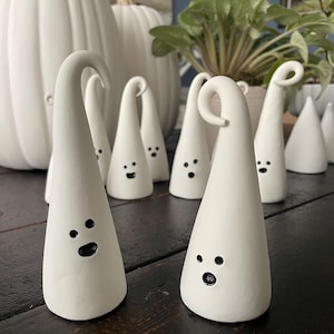 Clay Ghost - mini ghost - pocket ghost - Witch Hat Ghost - ceramic ghost figurines