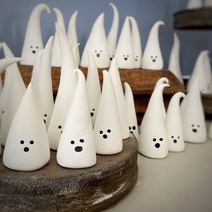 Clay Ghost - mini ghost - pocket ghost - Witch Hat Ghost - ceramic ghost figurines