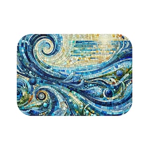 Meereswellen Memory-Schaumstoff Badematte, Küsten-Badezimmerdekor (24 "× 17""