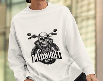 Skull & Motorcycle Emblem Crewneck Sweatshirt | Biker Vintage Roadwear