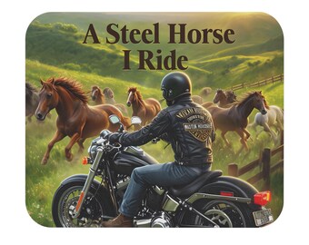 Midnight Rider Mouse Pad A Steel Horse I Ride, Motorcycle enthusiasts, Biker Office Decor, Automotive Lover, Unique design for Him or Her