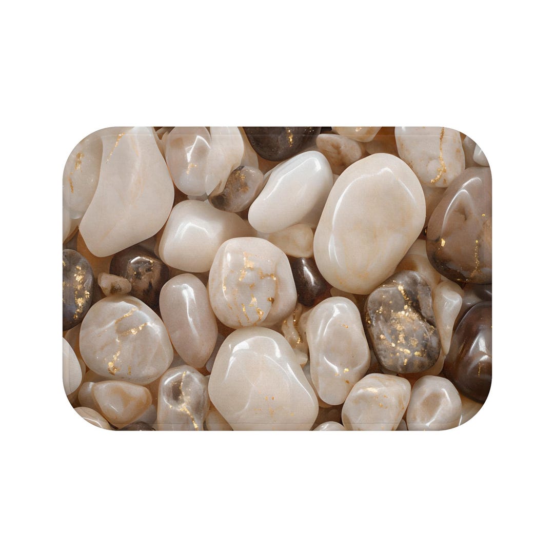 Accent Rokcs River Rocks Bath Mat – Gold Accent Pebble Stone Design - Etsy