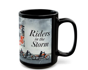 Midnight Rider Mug Riders in the Storm Black Cup - for Motorcycle Enthusiasts, Automotive Lovers, Garage Decor, Father&#39;s Day, or Friend
