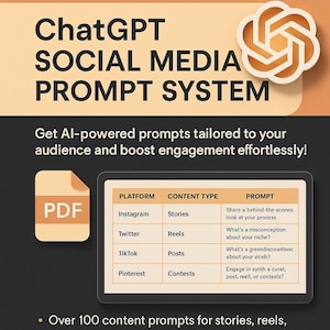 ChatGPT Social Media Prompt System | 100+ AI Prompts for Instagram, Reels & Branding