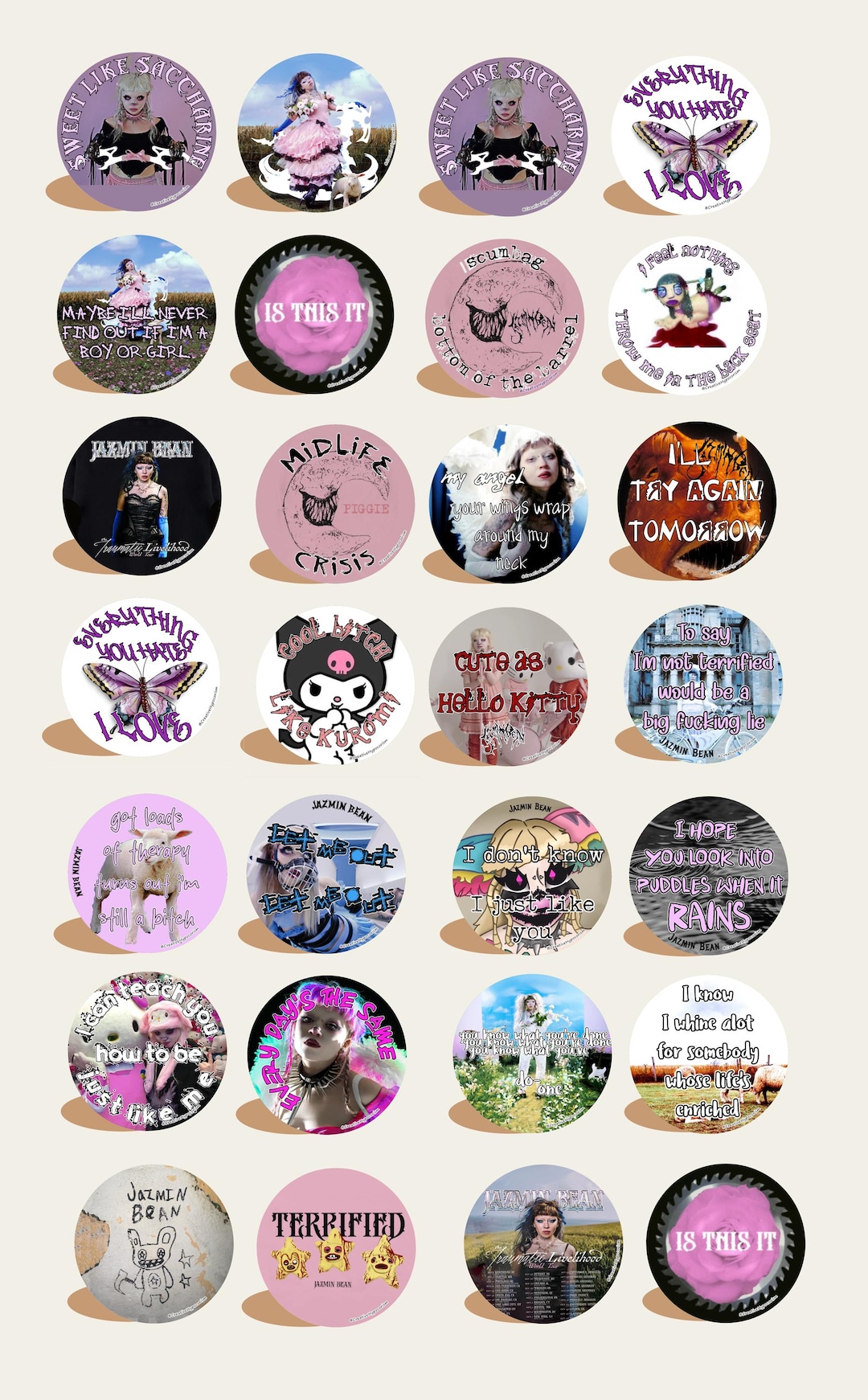 Jazmin Bean Pinback Buttons, Fan Merch - Etsy