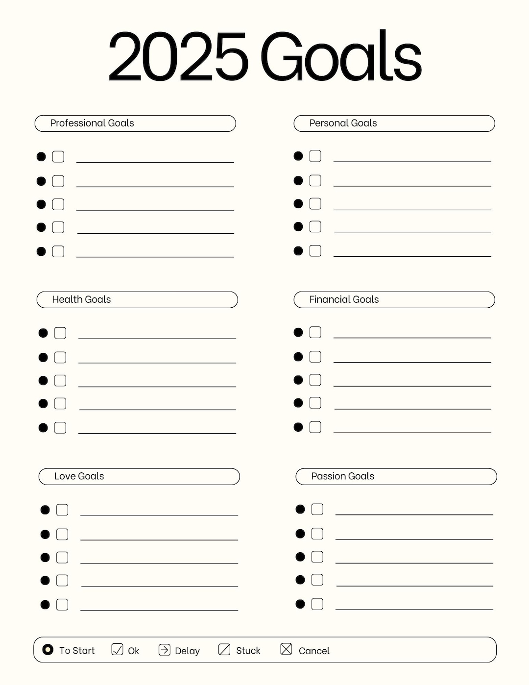 2025 Goal Setting Planner Template Digital Printable, Planner