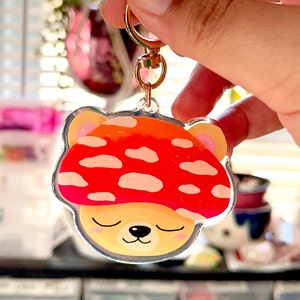 Mushroom Bear Glitter Acrylic Keychain image 3