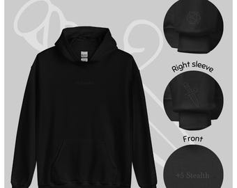 Stealth Hoodie: Black on black embroidery