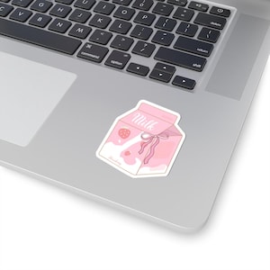 Cute Milk Carton Kiss-Cut Stickers, Aesthetic Laptop Stickers, Strawberry Milk Stickers, Pastel Decor, Gifts for Food Lovers