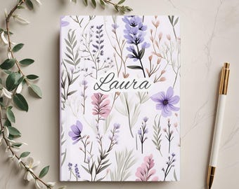 Custom Flower Journal, Personalized Journal for Women, Custom Notebook with Name, Customized Journal for mom, Custom Wildflower Journal