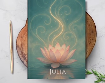 Diario de loto para mindfulness, diario de yoga, regalo para escritores, diario de meditación, regalo de autocuidado curativo, regalo de yoga, diario de gratitud