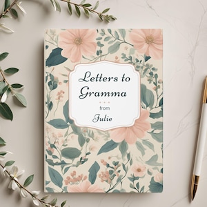Diario floral personalizado para abuela, diario de cartas a la abuela, regalo personalizado para abuela, cuaderno floral personalizado para abuela con nombre