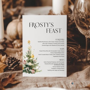 Szablon menu świątecznego - Edytowalne cyfrowe menu świąteczne - Szablon menu - Impreza świąteczna - Natychmiastowe pobranie - Menu Friendsmas - Święta