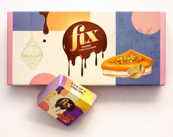 Authentic Dubai chocolate Fix Dessert Chocolatier, set of 2 bars