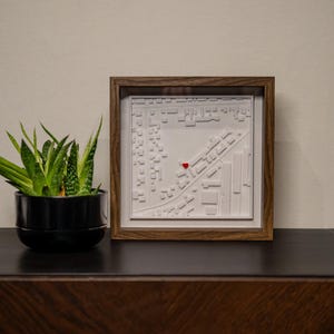 Personalisiertes Bild im Rahmen/3D/ Koordinaten auf Wunsch/ Geschenk zum Valentinstag/ zur Hochzeit, für den Partner, für Freunde, zum Umzug