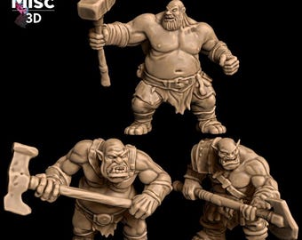 Ogre Warriors - Monster of the Week for DnD, Pathfinder, 5e RPG or Old World Age of Fantasy Wargaming, 28mm/32mm scale, sets of 3