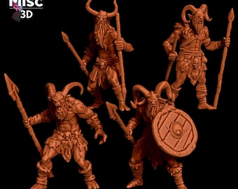 Braying Herd Beastfolk - 28mm/32mm Beastman Satyrs and Minotaurs for Age of Fantasy Old World DnD Pathfinder TTRPG - Set of 10