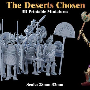 Undead Egyptian, Modular Multipart Skeleton Desert Undead 28mm/32mm Miniatures for OnePageRules, Old World, Fantasy Wargaming