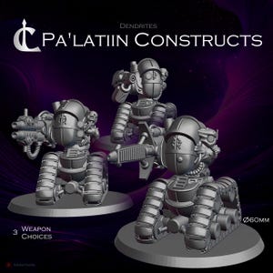 Dendrite Cataphract Destroyers - Adept Mechanics Pa&#39;latiin Construct War Servitor Squad of 3, for Scifi Grimdark Wargaming 28/32mm Scale
