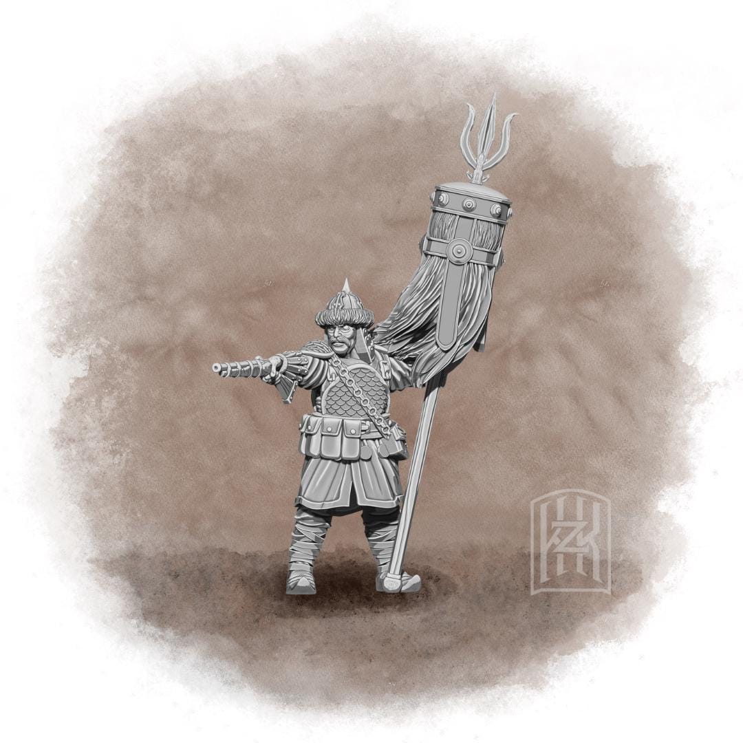 Figurine Commandant Mongol 1:32 - Altores Miniatures, Peinte Niveau Art Par Attica Miniatures (résine, 54mm, Neuf)