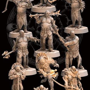Orc Berserkers - Axe Mob Orc Army Unit for OnePageRules Age of Fantasy, Kings of War, Old World Wargaming 28mm/32mm Set of 14 Models
