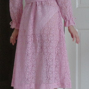 1960s 1970s PINK LACE DRESS with Pink Coat image 5