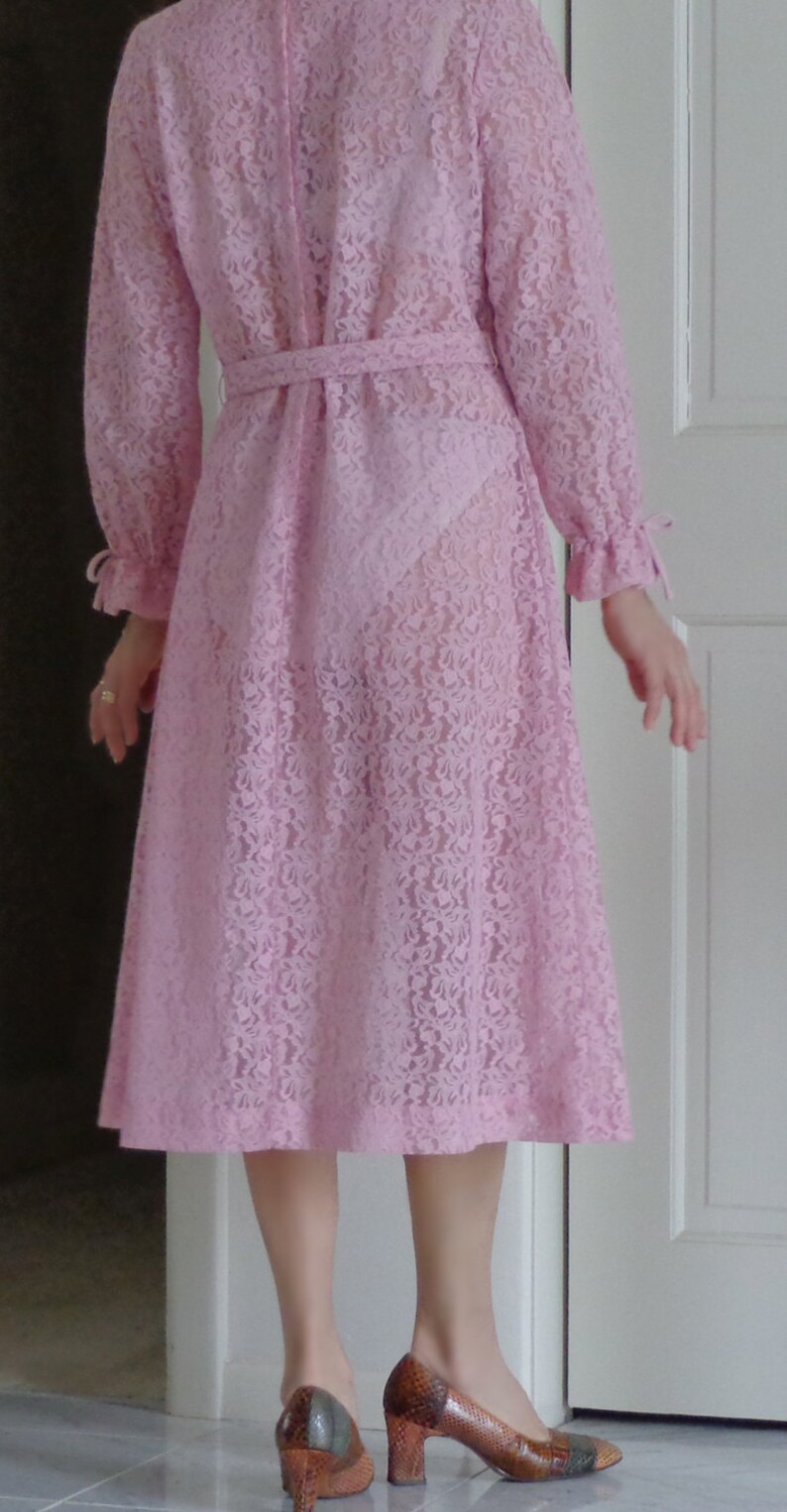 1960s 1970s PINK LACE DRESS with Pink Coat image 5