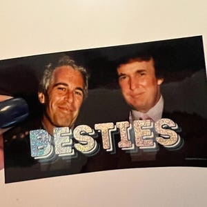 Trump Epstein Freundschaft Glitter Aufkleber - Politische Satire Kunst