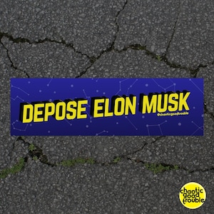 Funny Elon Musk Car Magnet, Depose Elon Musk, Anti-Capitalist car message, Anti-Billionaire, Eat the Rich, leftist merch