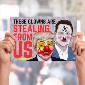 Letrero de espuma, payasos de protesta contra la oligarquía, Trump Musk, arte mural de activismo político, decoración del hogar de la resistencia