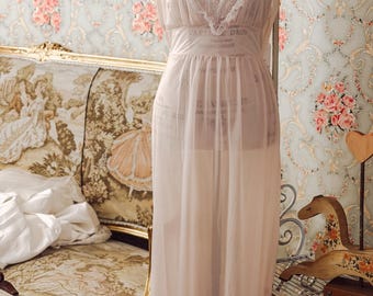 Camisón vintage rosa bebé transparente talla M/L