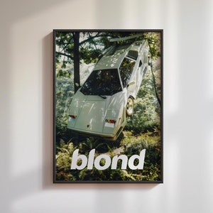 Póster de portada de álbum imprimible de Frank Ocean Music Blond, descarga instantánea, arte de pared para Ferrari blanco, regalo de alta calidad para fanáticos de Frank Ocean