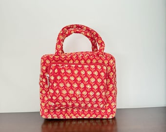 Bolsa de almuerzo térmica estampada / Bolsa de almuerzo floral para el trabajo, la escuela, picnic / Roja