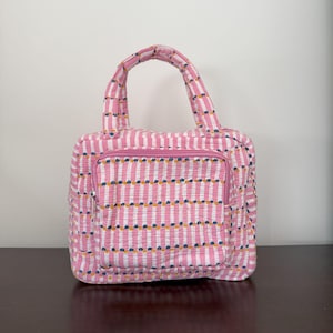Sac à lunch isotherme imprimé | Fourre-tout fleuri pour le travail, l'école, le pique-nique | Rose