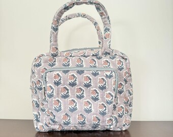 Bolsa térmica estampada para el almuerzo / Bolsa floral para el almuerzo para el trabajo, la escuela, picnic / Gris