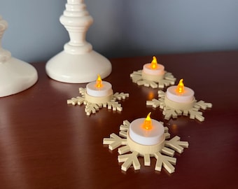 Snowflake Candle Holder Set, Winter Tea Light Holders, Christmas Table Decor, Holiday Centerpiece, Cozy Home Decoration, Gift Idea