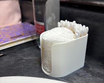 Makeup Pad & Q-Tip Holder | Modern Vanity Storage, Minimalist Bathroom Organizer, Ceramic Bathroom Decor, Gift for Her, Home Organization