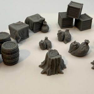 DnD Miniature Terrain, Dungeons and Dragons, D&D, Tabletop Terrain, Small Barrels, Small Trees, Miniatures, Pathfinder, Wargaming