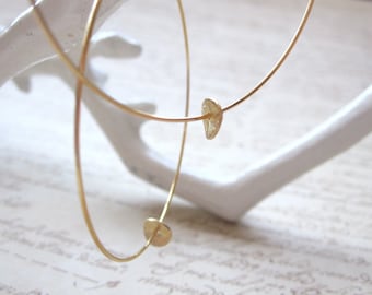 Gold Plated Hoops with Gold Brushed Disc, Gold Hoop Earrings