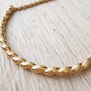 Vintage Gold Tone Braided Necklace Chunky Statement image 1
