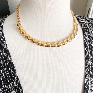 Vintage Gold Tone Braided Necklace Chunky Statement image 4