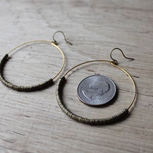 Hoop Earrings, Gold Hoop Earrings, Large Gold Plated Hoops with Bronze Beads, Gold Hoop Earrings image 5