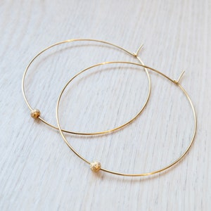 Gold Hoops, Gold Hoop Earrings, Stardust Earrings, Gold Sparkle Ball Earrings, Gold Stardust Hoops image 2