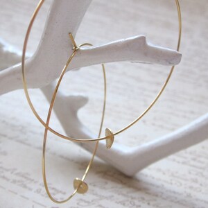 Gold Plated Hoops with Gold Brushed Disc, Gold Hoop Earrings image 4