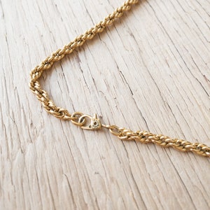 Vintage Gold Tone Braided Necklace Chunky Statement image 5