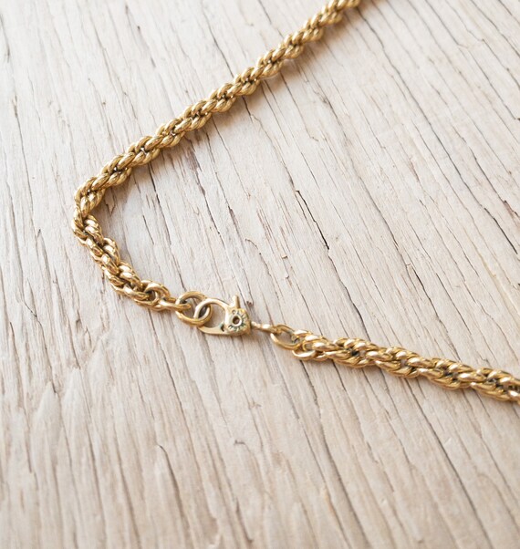 Vintage Gold Tone Braided Necklace Chunky Stateme… - image 5