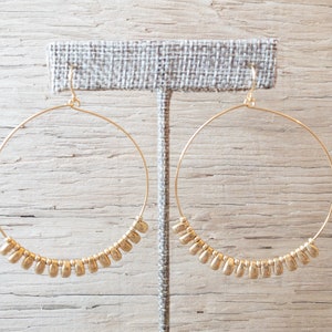 Gold Fringe Hoop Earrings, Hoop Earrings, Gold Hoops image 1