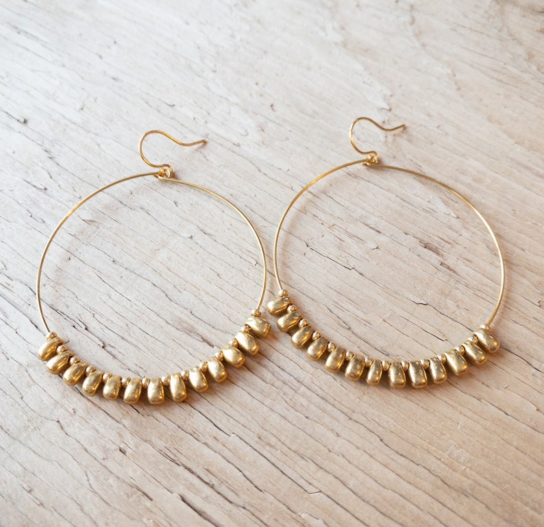 Gold Fringe Hoop Earrings, Hoop Earrings, Gold Hoops image 3