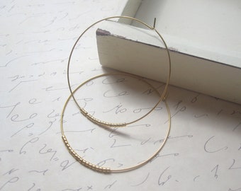Gold Seed Bead Hoop Earrings, Large Gold Plated Earrings, Hoop Earrings, Gold Hoops, Also Available in Silver