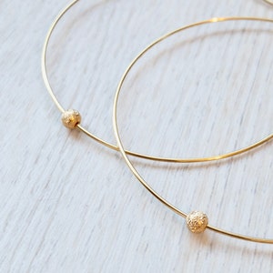 Gold Hoops, Gold Hoop Earrings, Stardust Earrings, Gold Sparkle Ball Earrings, Gold Stardust Hoops image 1